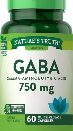 Nature's Truth Gaba 60 Cápsulas De 750 Mg | Suplemento De Ácido Gamma Aminobutírico | Suplemento Sin Omg Y Sin Gluten