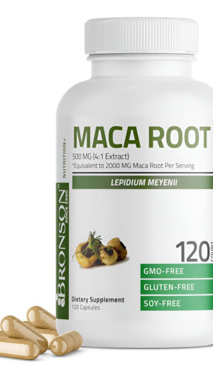 Bronson Raíz De Maca (de 500 Mg De Extracto 4:1 Equivalente A 2000 Mg Por Porción), Lepidium Meyenii - Sin Omg, 120 Cápsulas Vegetarianas