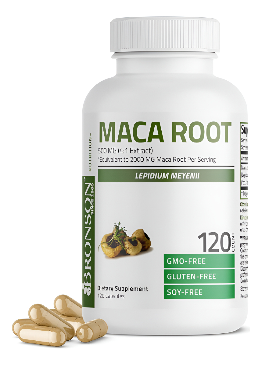 Bronson Raíz De Maca (de 500 Mg De Extracto 4:1 Equivalente A 2000 Mg Por Porción), Lepidium Meyenii - Sin Omg, 120 Cápsulas Vegetarianas