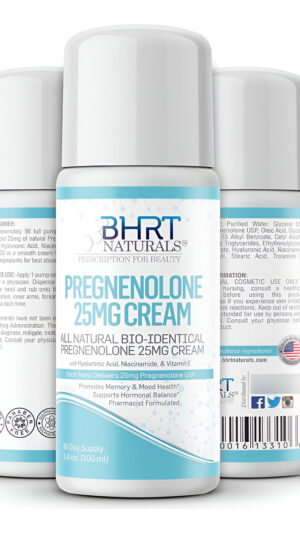 Bhrt Naturals Pregnenolone Cream Supplement 25mg - Suministro Para 90 Días, Pregnenolona Bio-idéntica Totalmente Natural