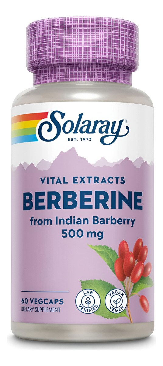 Solaray Berberina 500 Mg De Extracto De Raíz De Agracejo Indio, Apoyo A La Función Digestiva E Inmunológica, Activador