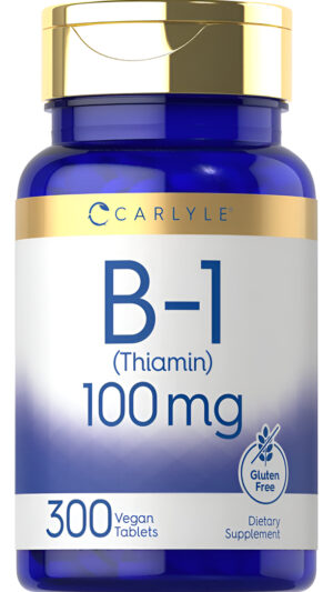 Carlyle Vitamina B-1 | 100 Mg | 300 Tabletas | Suplemento De Tiamina Sin Omg Y Sin Gluten