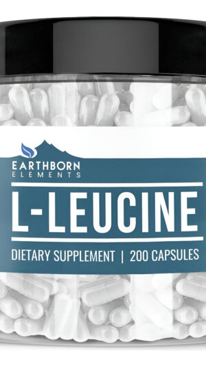 Earthborn Elements L-leucina 200 Cápsulas, Pura Y Sin Diluir, Sin Aditivos
