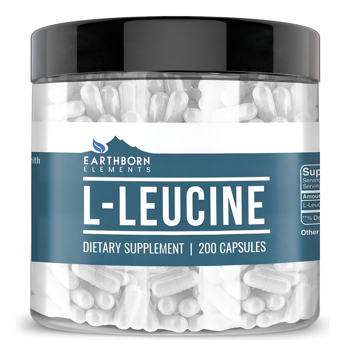 Earthborn Elements L-leucina 200 Cápsulas, Pura Y Sin Diluir, Sin Aditivos