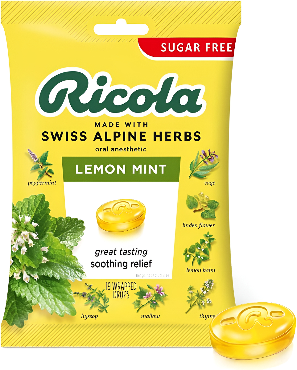 Ricola De La Hierba De La Garganta Gotas Sin Azúcar Limón