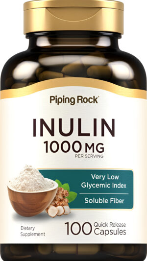 Piping Rock Cápsulas De Inulina | 1000 Mg | 100 Unidades | Bajo Índice Glucémico | Suplemento De Fibra Soluble | Sin Omg, Sin Gluten