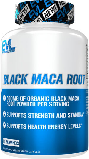 Evlution Nutrition Raíz De Maca Negra  Apoyo Energético  500 Mg De Raíz De Maca Negra Orgánica En Polvo  Suplemento