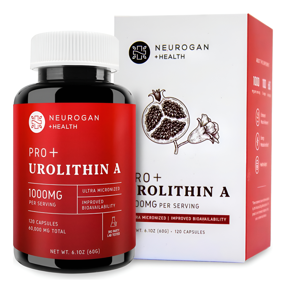 Neurogan Cápsulas De Urolitina A Pro De Fuerza Mejorada 1000 Mg, 120 Unidades Salud Celular Avanzada Y Vitalidad