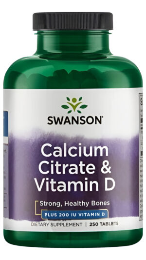 Calcio Citrate & Vitamina D 250 Tabletas De Swanson
