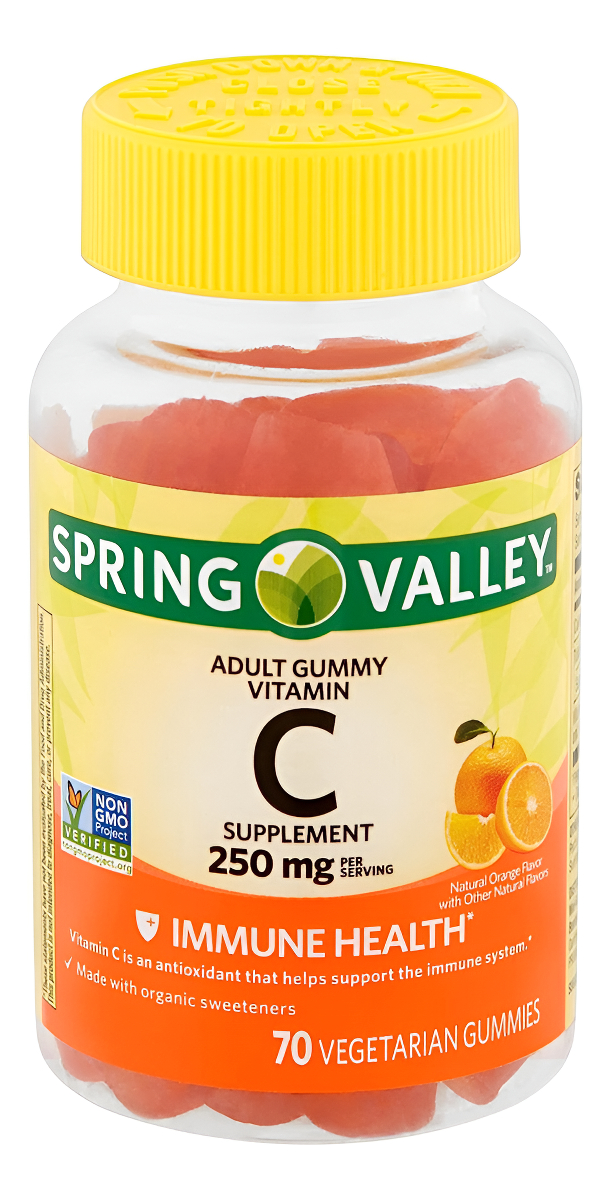 Spring Valley 70 Gomitas Veganas De Vitamina C De 240 Mg, Sabor Naranja