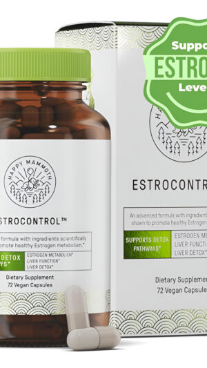 Happy Mammoth Estrocontrol Natural Estrogen Balance Apoyo Para Mujeres. Alivio Para El Síndrome Premenstrual, Irritabil