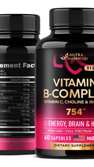 Nutraharmony Complejo De Vitamina B Para Hombres Y Mujeres Complejo B 11 En 1 Y Vitamina C