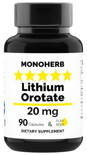 Orotato De Litio 20 Mg De Litio Elemental Por Cápsula - 90 Cápsulas Vegetarianas