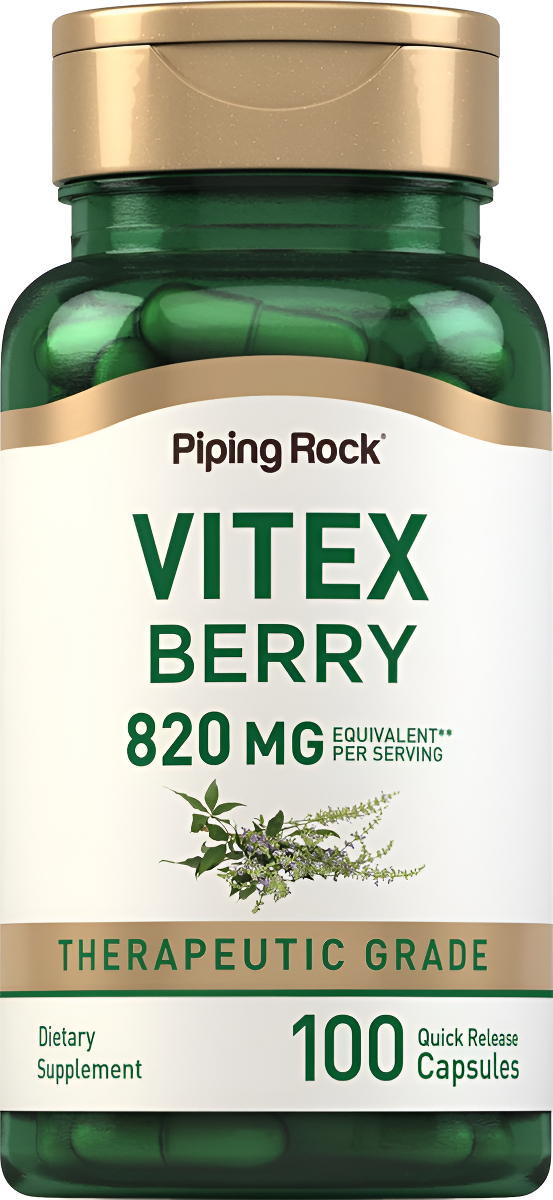 Piping Rock Vitex Chasteberry 820mg | 100 Cápsulas | Suplemento Para Mujeres | Extracto De Fruta | Sin Omg, Sin Gluten