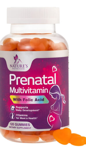Nature's Nutrition 120 Gomitas Prenatales Con Ácido Fólico, Vitaminas Prenatales Y Minerales Para Apoyo Fetal