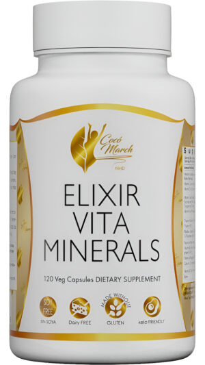 Coco March Elixir Vita Minerals De Alta Potencia, 24 Vitaminas Y Minerales Esenciales, Sin Gluten, Sin Lácteos, Apto Pa