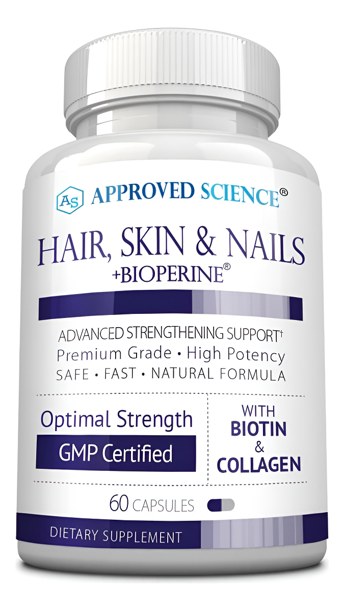 Approved Science Cabello, Piel Y Uñas - Suplemento De Apoyo - Biotina, Colágeno, Complejo De Vitamina B, Sílice, Bioper