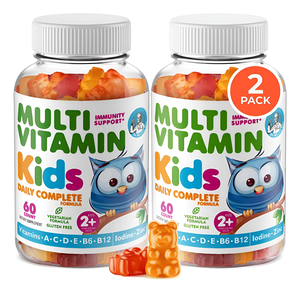 Dr. Moritz Gomitas Multivitamínicas Para Niños, 14 Vitaminas Esenciales Pack De 2 Frascos