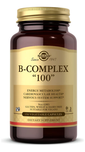 Solgar B-complex  100 , 150 Cápsulas Vegetales, Sin Omg, Vegano, Sin Gluten Ni Lácteos, Kosher, Halal