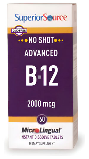 Comprimidos De Vitamina B12 Avanzada Sin Inyección De Superior Source, 2000 Mcg, 60 Unidades