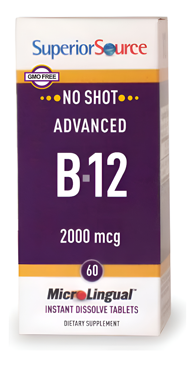 Comprimidos De Vitamina B12 Avanzada Sin Inyección De Superior Source, 2000 Mcg, 60 Unidades