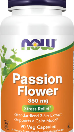 Now Suplementos, Flor De La Pasión (passiflora Incarnata) 350 Mg, Alivio Natural Del Estrés*, 90 Cápsulas Vegetales
