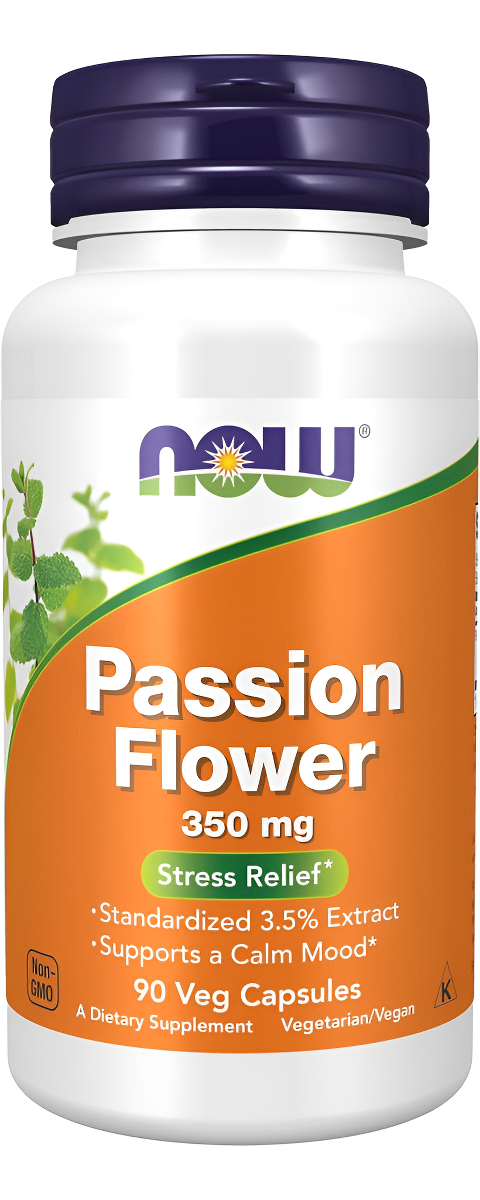 Now Suplementos, Flor De La Pasión (passiflora Incarnata) 350 Mg, Alivio Natural Del Estrés*, 90 Cápsulas Vegetales