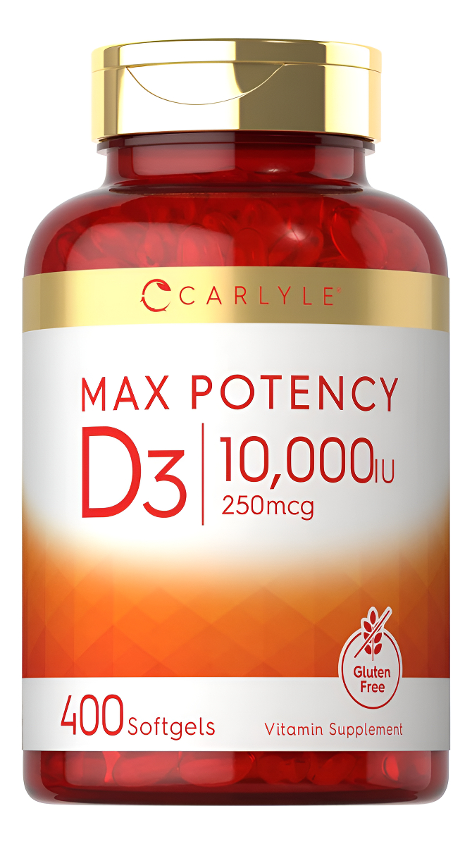 Carlyle Vitamina D 10000 Iu 400 Cápsulas Blandas | Potencia Máxima | Sin Omg, Suplemento Sin Gluten |
