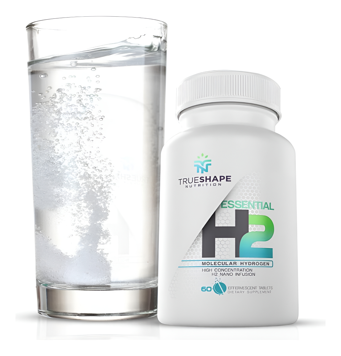 Essential H2 - Tabletas De Hidrógeno Molecular Efervescente Para Suplemento Nutricional De Agua (sin Sabor, 60 Porcione