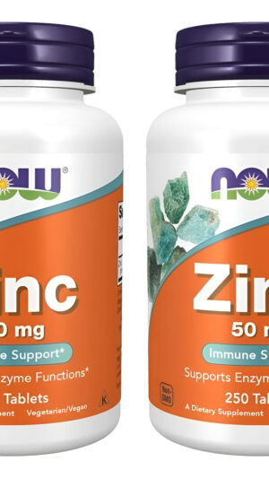 Zinc 50mg 250tab Set2 Now Foods