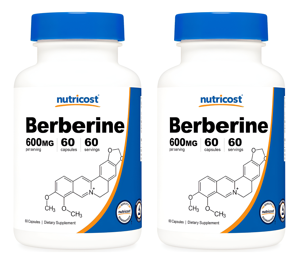 Nutricost Berberina Hcl 600 Mg, 60 Cápsulas (2 Botellas) Sin Gluten, Cápsulas Vegetarianas, Sin Omg