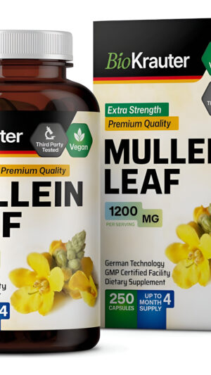 Bio Krauter 250 Cápsulas De Gordolobo 1200 Mg, Suplemento Para Desintoxicación Pulmonar Y Apoyo Respiratorio