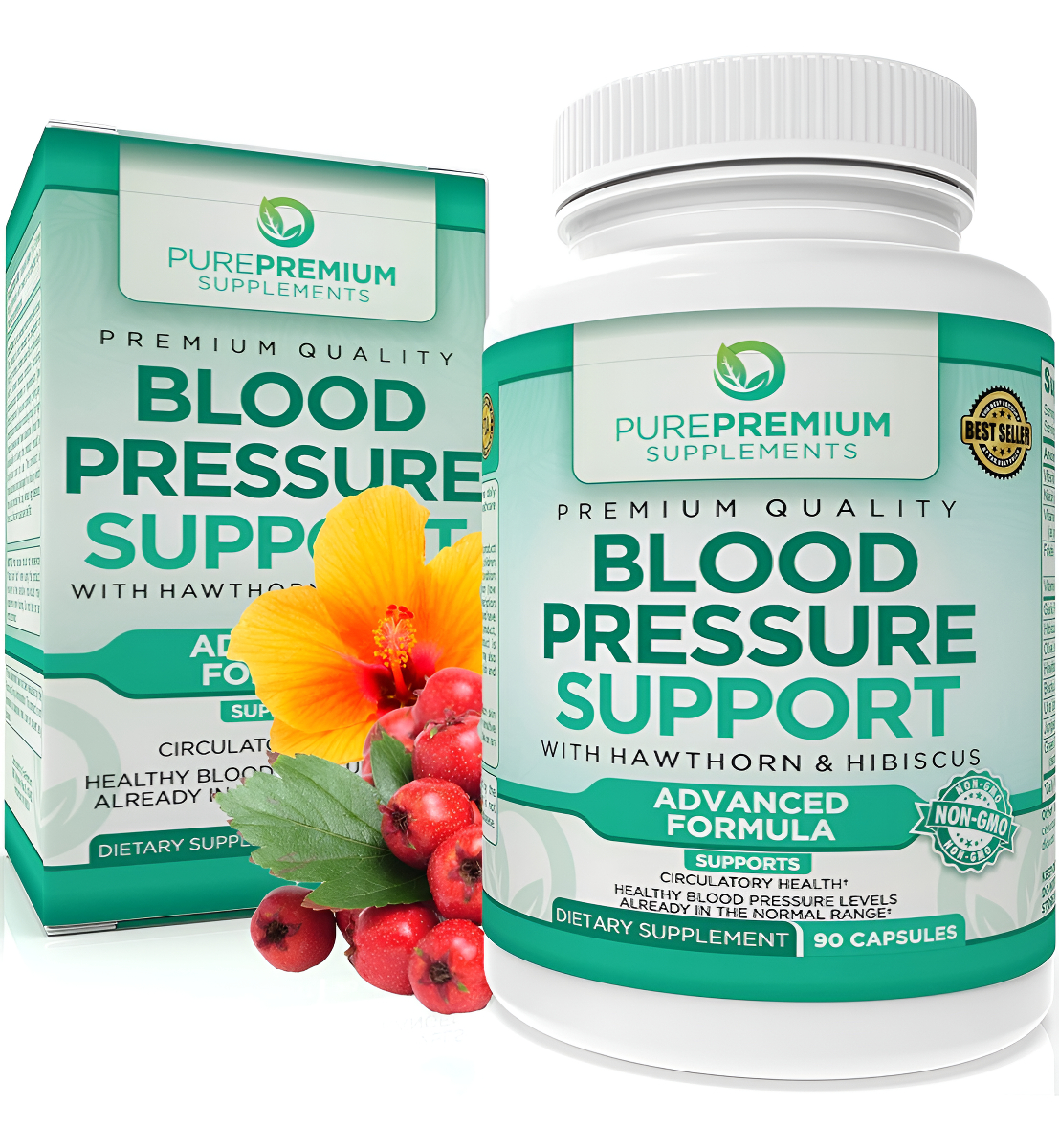 Purepremium Supplements Suplementos De Presión Arterial Con Baya De Espino, Hibisco, Óxido Nítrico