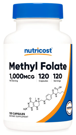 Nutricost Metilfolato 1000mcg, 120 Cápsulas Vegetarianas, Sin Gluten, Sin Omg