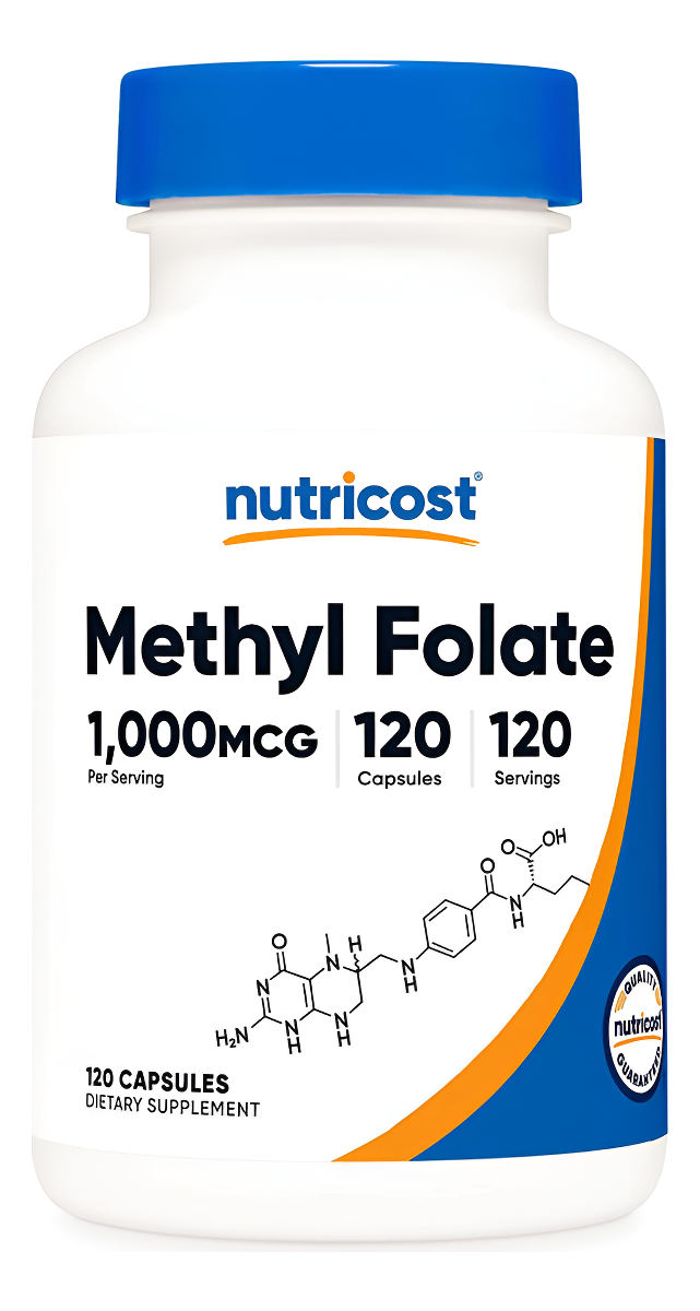 Nutricost Metilfolato 1000mcg, 120 Cápsulas Vegetarianas, Sin Gluten, Sin Omg