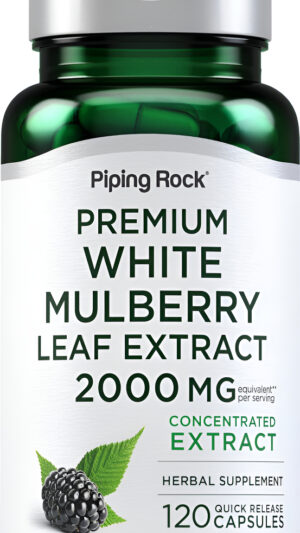 Piping Rock 120 Cápsulas De Extracto De Hoja De Morera | 2000 Mg | Suplemento De Hierbas | Sin Omg, Sin Gluten