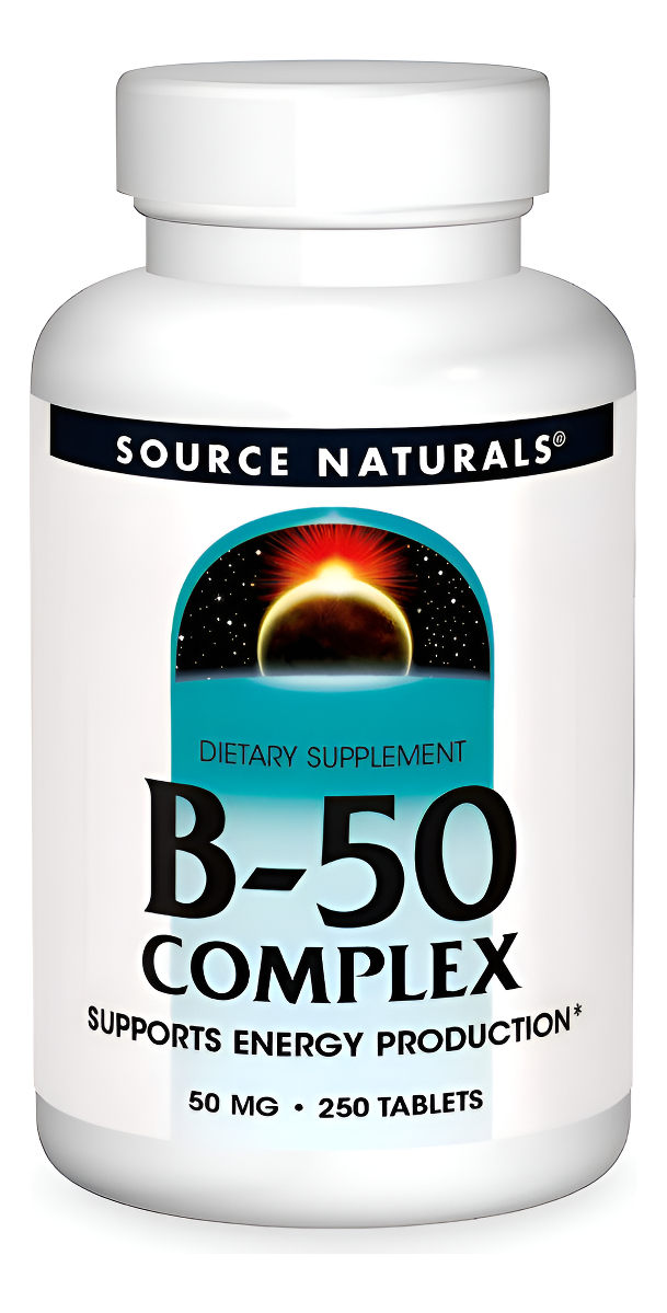 Source Naturals B-50 Complejo 50 Mg Vitaminas B Para Apoyo A La Producción De Energía - 250 Tabletas