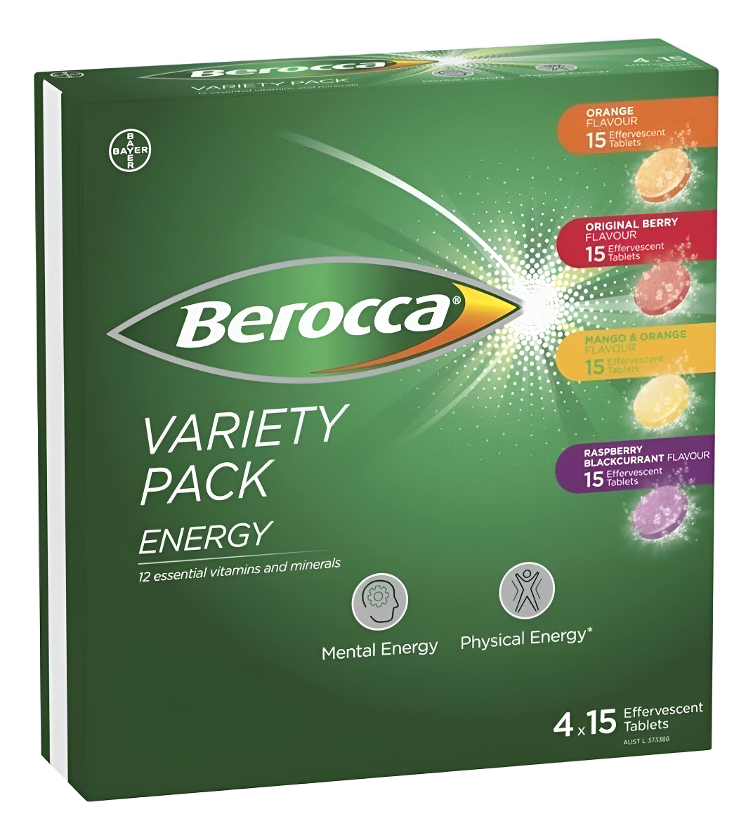 Berocca Paquete Variado Energético De Tabletas Efervescentes De 60 Unidades