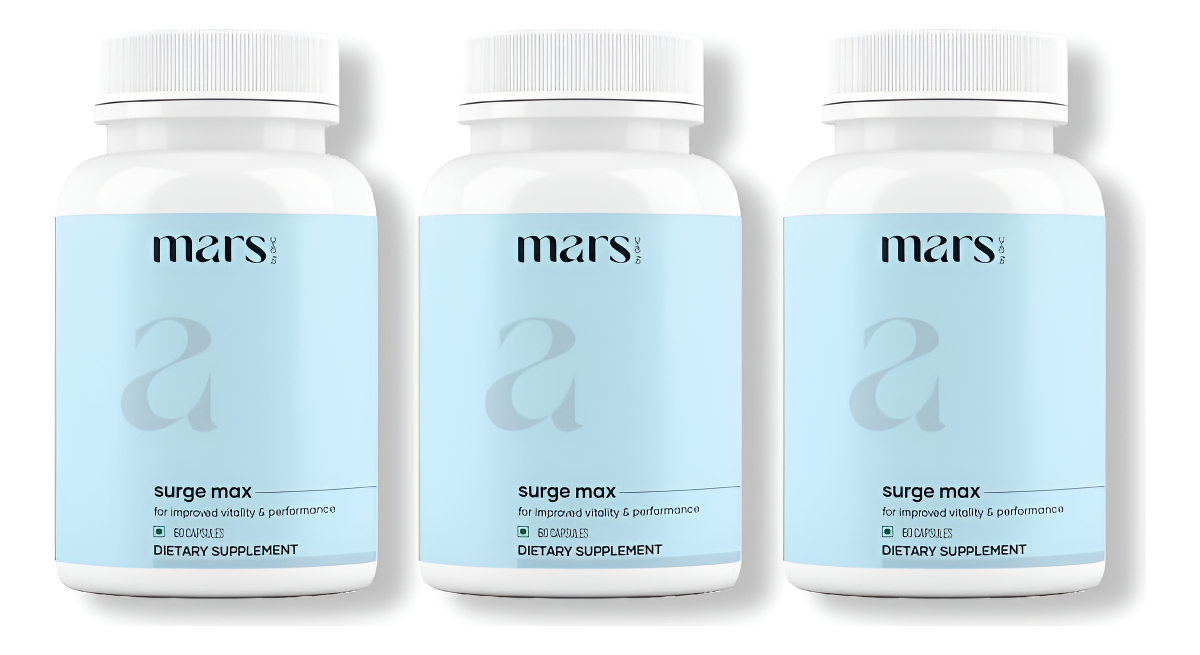 Mars By Ghc Natural Surge Max Caps (paquete De 3) | Alimentado Con Shilajit, Safed Musli Y Gokshura | Bienestar General
