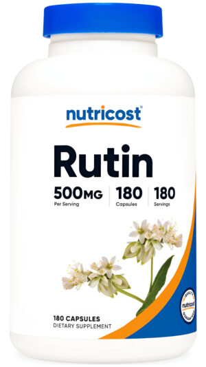 Nutricost Rutin 500 Mg, 180 Cápsulas - Sin Gluten, Sin Omg Y Apto Para Vegetarianos