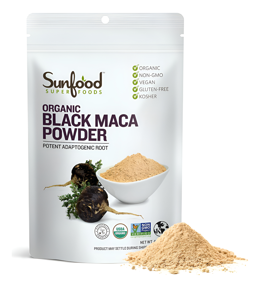 Sunfood Superfoods Polvo De Raíz De Maca Negra | Bolsa De 4 Oz | Maca Peruana Para Hombres Y Mujeres. 100% Puro: Sin Ad