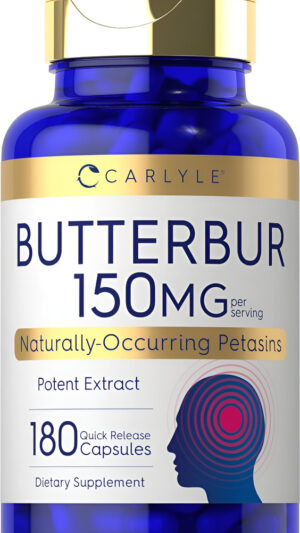 Butterbur 150 Mg | 180 Cápsulas | Extracto Potente | Suplemento De Apoyo Neurológico | Sin Omg, Sin Gluten, Sin Pa