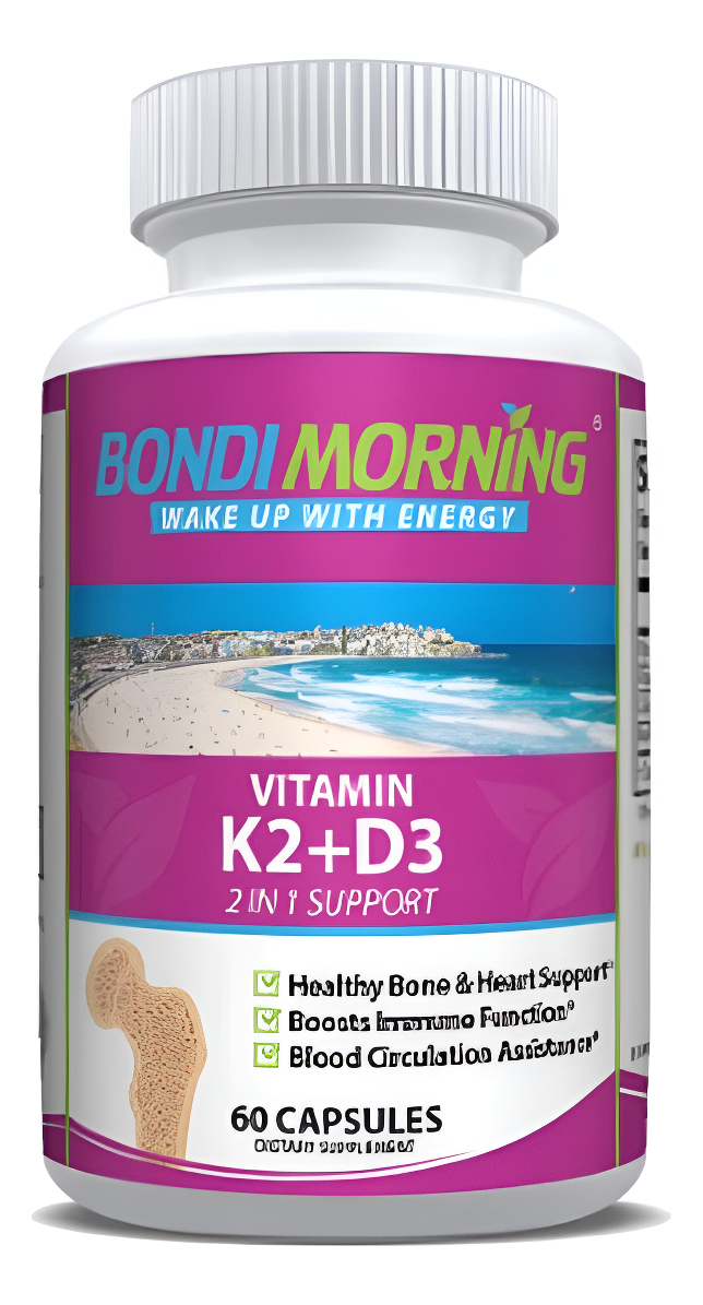 Bondi Morning Suplemento De Vitamina K2 + D3 Para La Salud Ósea Y Cardíaca 60 Cápsulas