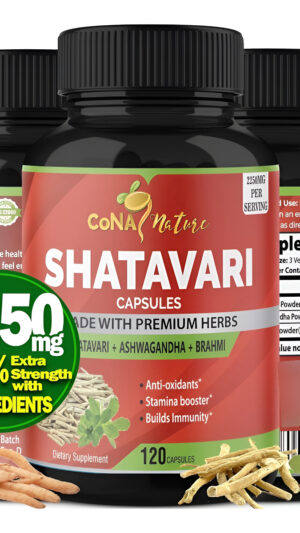 Cápsulas De Shatavari Orgánicas De 2250 Mg Con Extracto De Ashwagandha, Bacopa, Alivio Del Estrés Y Ansiedad, Suplement