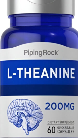 Piping Rock L Theanine Cápsulas De 200 Mg | 60 Unidades | Suplemento Sin Omg Y Sin Gluten