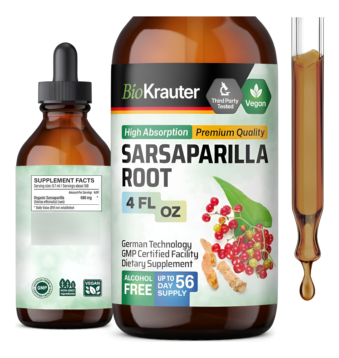 Tintura Orgánica De Raíz De Zarzaparrilla, Suplemento De Extracto Líquido De Hierbas Para Apoyo Hepático, Gotas Veganas