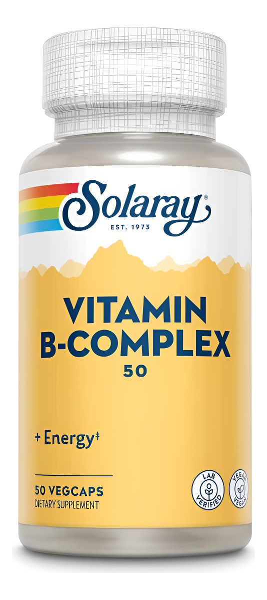 Solaray Complejo De Vitamina B De 50 Mg, Suplemento Energético Saludable 50 Cápsulas Veganas