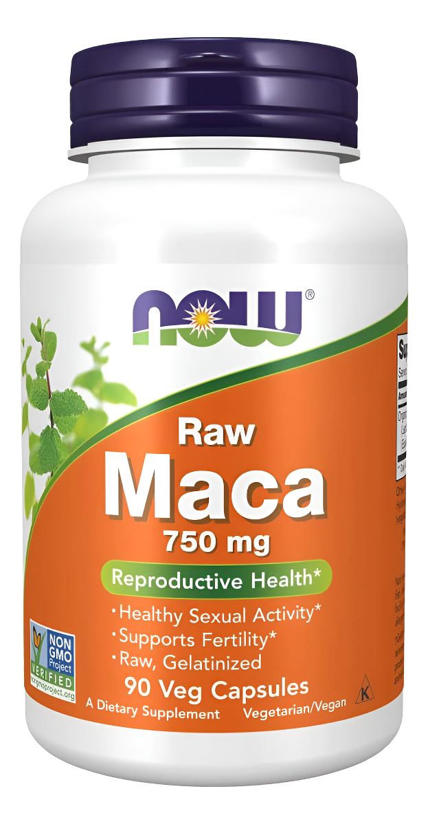 Now Foods Maca, 750 Mg, Apoyo Para Salud Reproductiva, 90 Cápsulas Vegetarianas