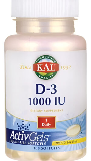 Vitamina D-3 400 iu 100 Cápsulas Blandas Marca Kal