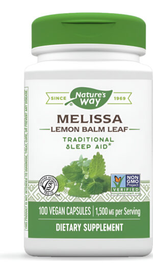 Nature's Way Hoja De Bálsamo De Limón De Melisa A Base De Hierbas Premium, Ayuda Tradicional Para Dormir*, 1,500 Mg Por Porción, 100 Cápsulas